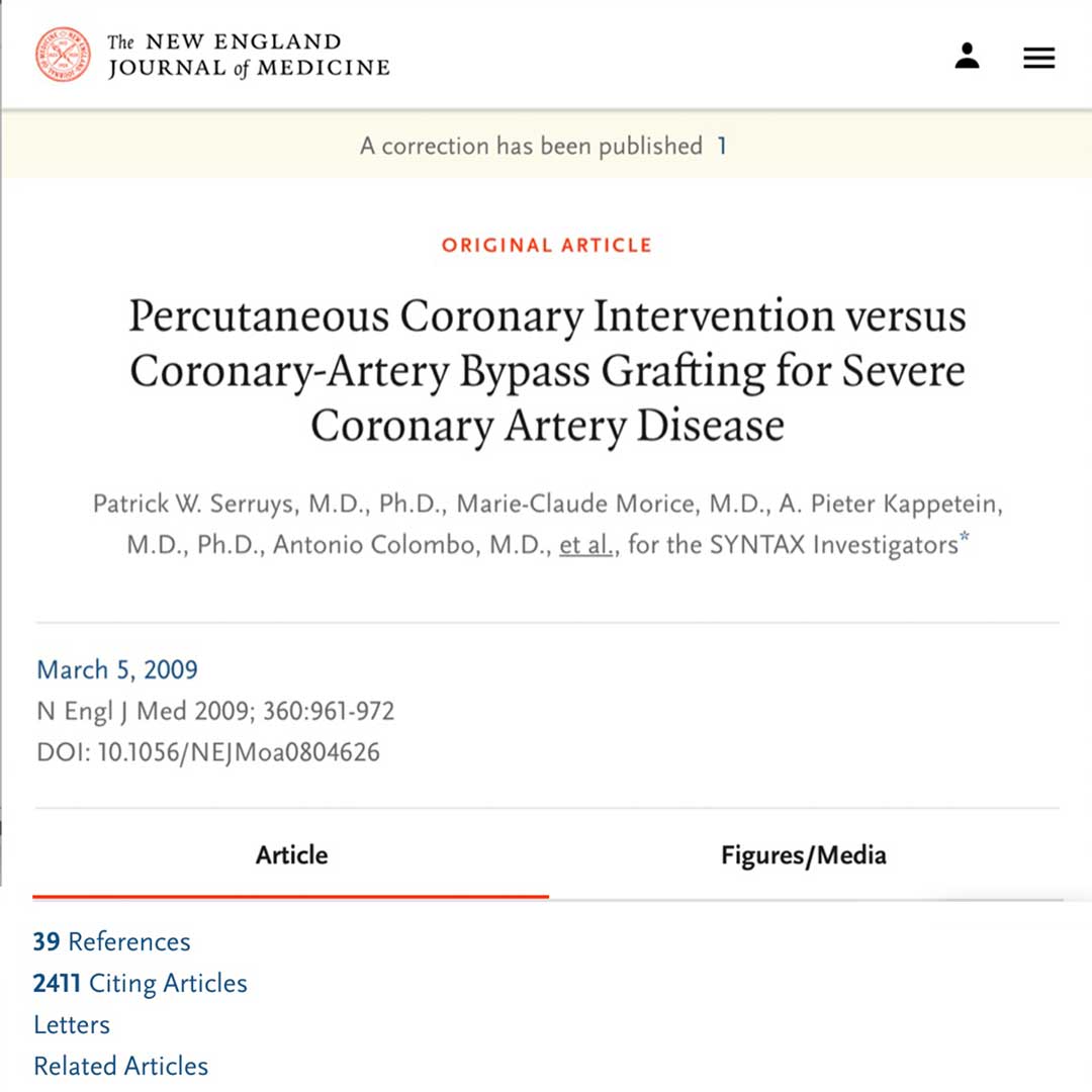 The SYNTAX trial – CABG versus PCI – NEJM Evidence based surgery - CABG versus PCI - Cardiothoracic Surgery - Surgical Education