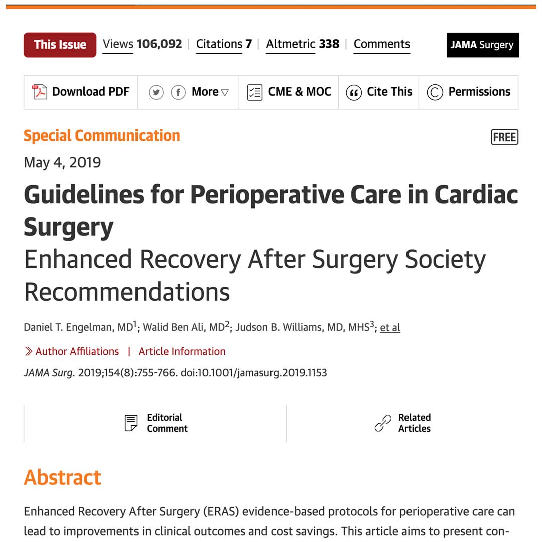 Cardiothoracic Surgery ERAS – Primary Anatomy Education for cardiothoracic registrars and surgical trainees, important journal article from JAMA