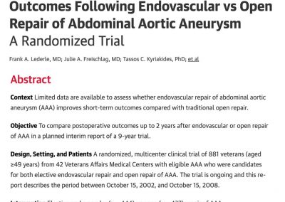 Important article of the repair of abdominal aortic aneurysms - the OVER trial - for vascular surgeons and trainees