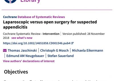 Evidence for laparoscopic appendicectomy - Surgical Education - Cochrane