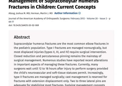Education for orthopaedic trainees, residents and registrars on Supracondylar fractures in children