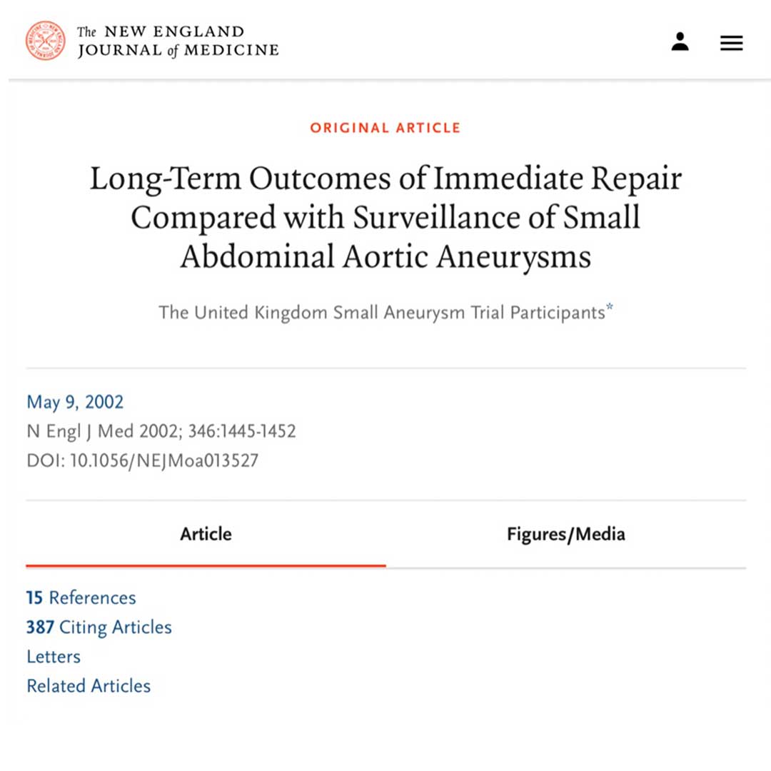 UK Small Aneurysm Trial (AAA) Surgical education for vascular trainees, residents, registrars and surgeons
