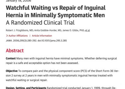 Most know RCT on inguinal hernia repair for all surgical trainees and medical students