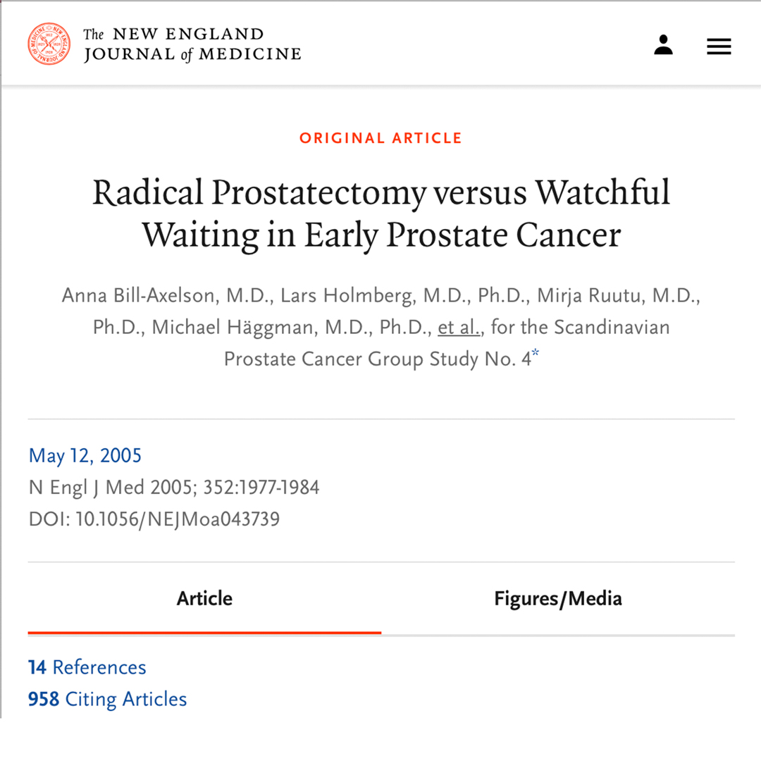 Radical Prostatectomy in Early Prostate Cancer – NEJM – Primary